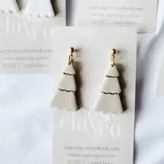 SageClayCo Winter Tree Drops Earrings - Sleighbell