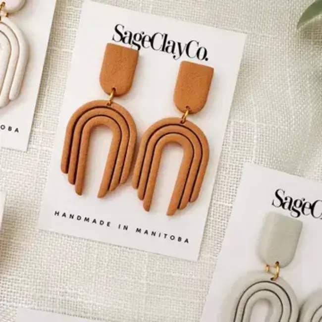 SageClayCo Poppy Drops Earrings - Warm Beige