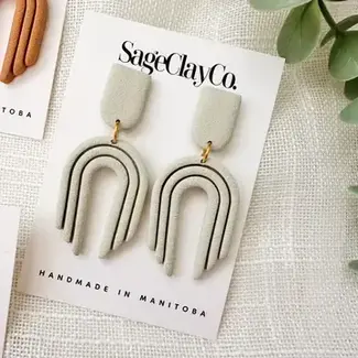 SageClayCo Poppy Drops Earrings - Duck Egg