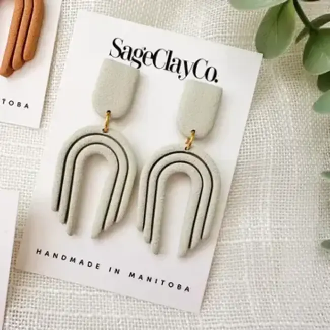 SageClayCo Poppy Drops Earrings - Duck Egg