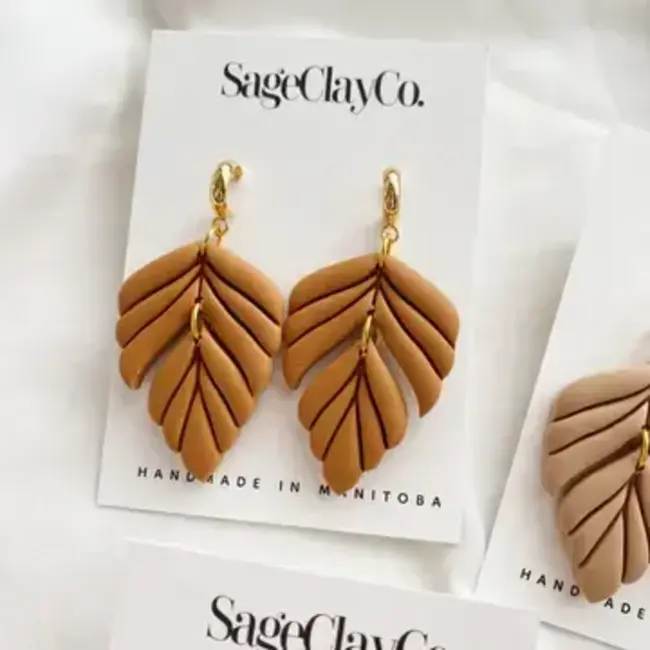 SageClayCo Gianna Earrings - Leather