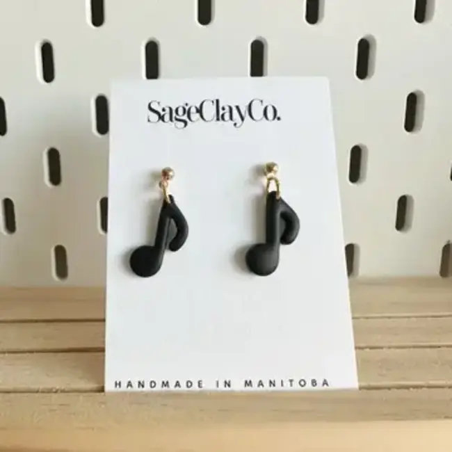 SageClayCo Music Note Dangles Earrings