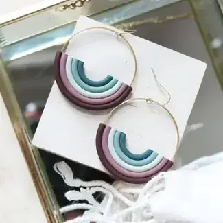 Petal & Posy Carry On Polymer Clay Hoop Earrings - Purple