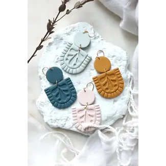 Petal & Posy Folk Flower Polymer Clay Earrings - Cinnamon