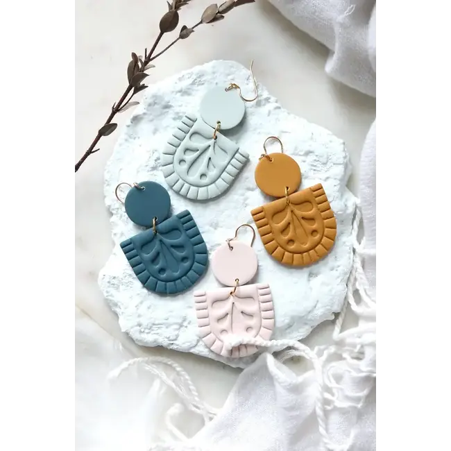 Petal & Posy Folk Flower Polymer Clay Earrings - Cinnamon