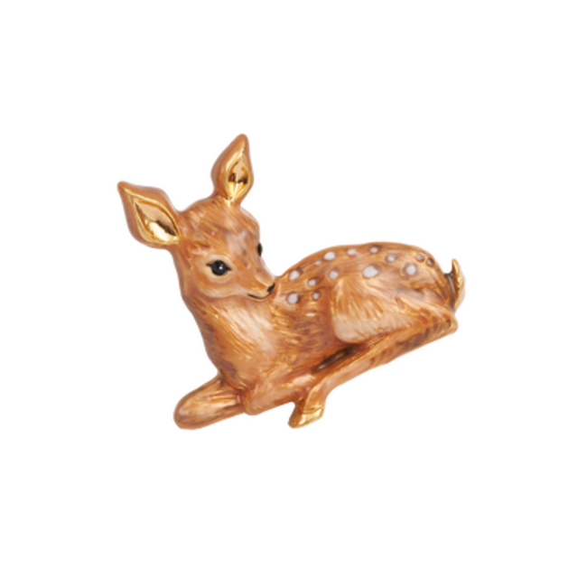 Fable England Resting Fawn Enamel Brooch