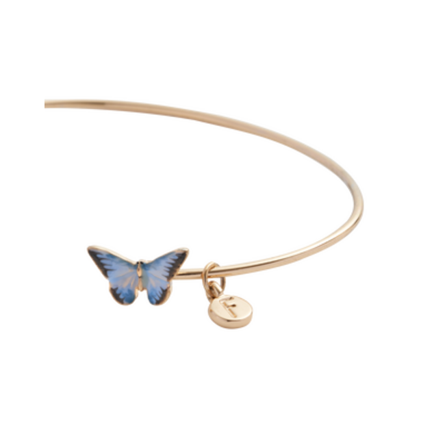 Fable England Enamel Blue Butterfly Bangle