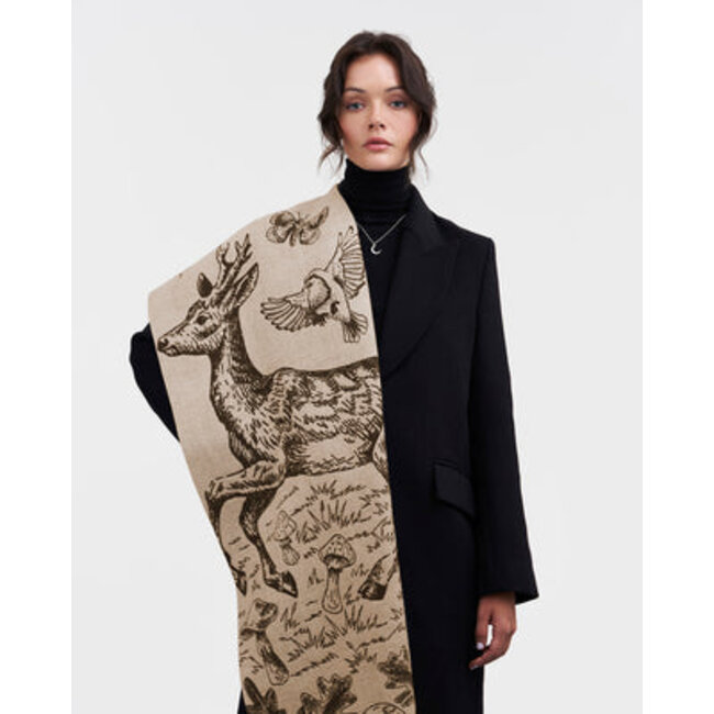 Fable England Woodland Tales Taupe Jacquard Scarf