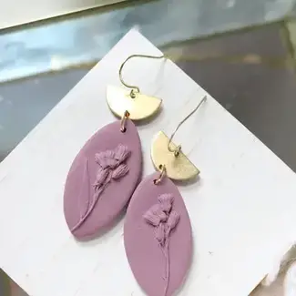 Petal & Posy Harvest Floral Polymer Clay Earrings - Beet