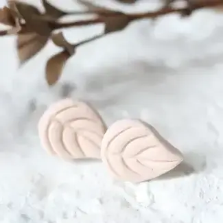 Petal & Posy Leaflet Polymer Clay Stud Earrings - Pickle