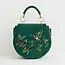 Fable England Robin Love Fern Green Velvet Embroidered Purse