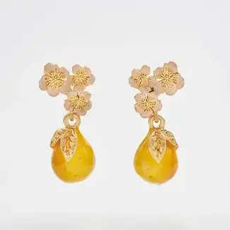 Fable England Golden Pear Drop Gold Earrings