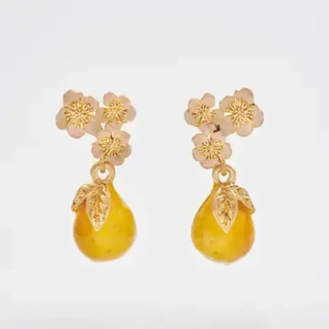 Fable England Golden Pear Drop Gold Earrings