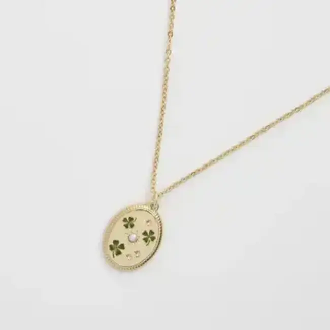 Fable England Four Leaf Clover & Pearl Necklace