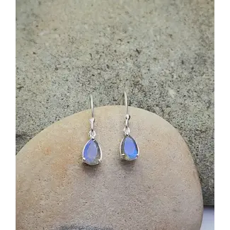 Heart + Lotus Labradorite Drop Earrings in  Sterling Silver