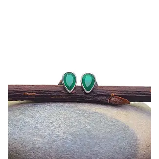 Heart + Lotus Boost Earrings in Green Onyx +  Sterling Silver