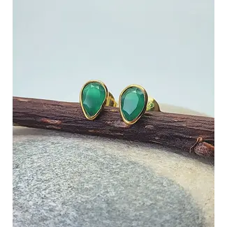 Heart + Lotus Boost Earrings in Green Onyx + Gold