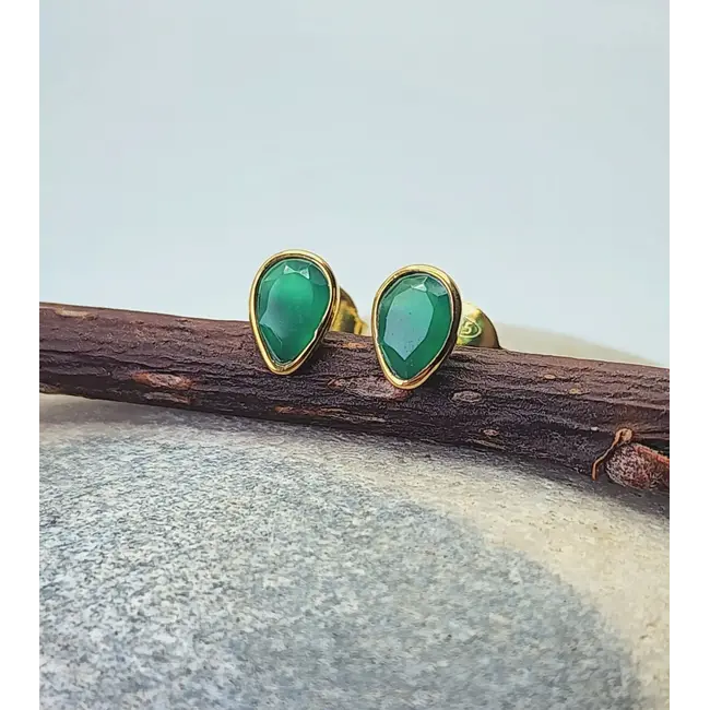 Heart + Lotus Boost Earrings in Green Onyx + Gold