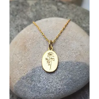 Heart + Lotus December Birth Flower Necklace in Poinsettia + Gold