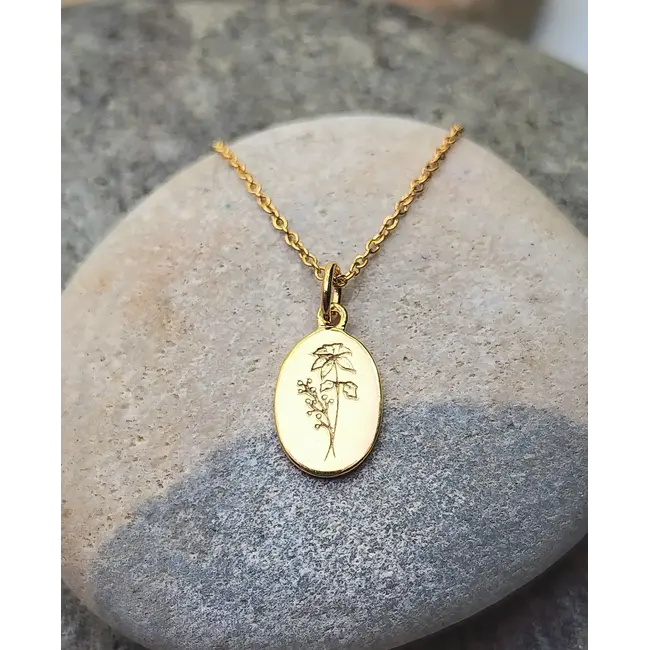 Heart + Lotus December Birth Flower Necklace in Poinsettia + Gold