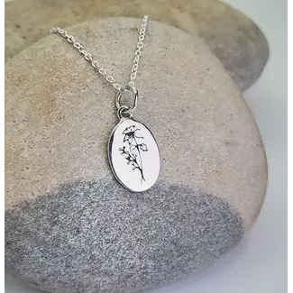 Heart + Lotus December Birth Flower Necklace in Poinsettia + Sterling Silver