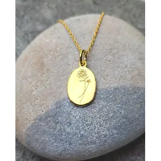 Heart + Lotus November Birth Flower Necklace in  Chrysanthemum + Gold