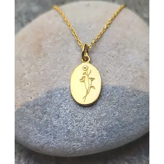 Heart + Lotus October Birth  Flower Necklace in Marigold + Gold