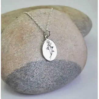 Heart + Lotus October Birth  Flower Necklace in Marigold + Sterling Silver