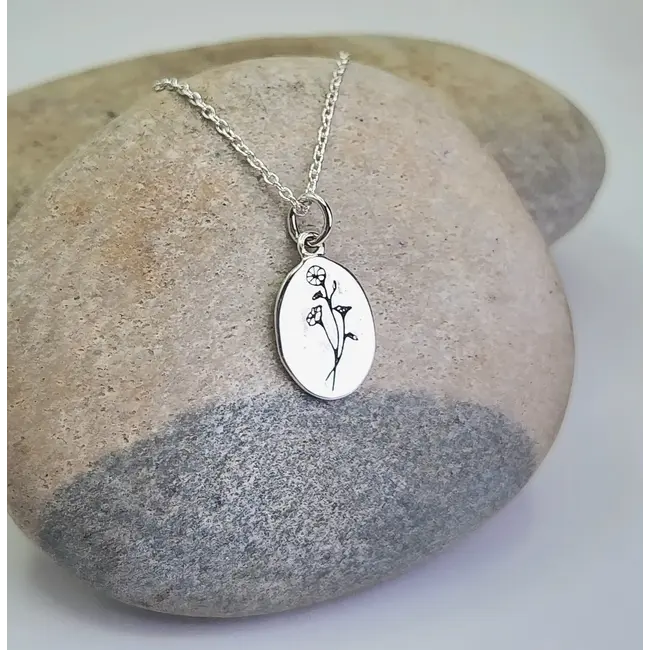 Heart and Lotus October Birth  Flower Necklace in Marigold + Sterling Silver