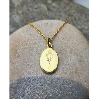 Heart and Lotus September Birth Flower Necklace in Morning Glory Gold