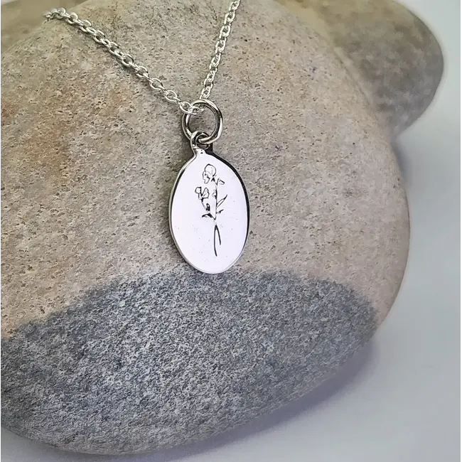 Heart + Lotus September Birth Flower Necklace in Morning Glory Sterling Silver