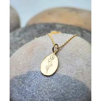 Heart + Lotus August Birth Flower Necklace in Poppy + Gold