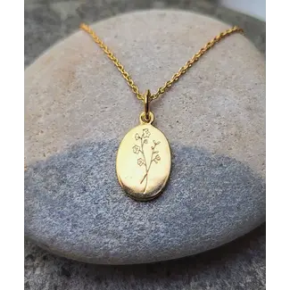 Heart and Lotus July Birth Flower Necklace in Larkspur + Gold