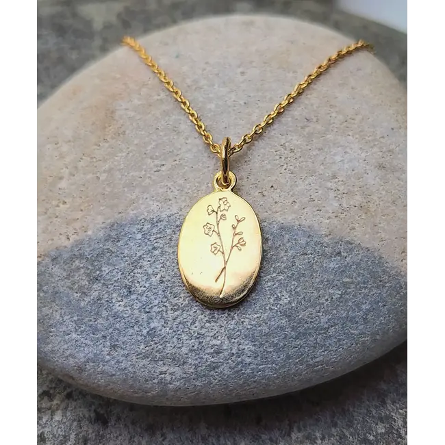 Heart and Lotus July Birth Flower Necklace in Larkspur + Gold