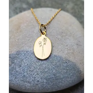 Heart + Lotus June Birth Flower Necklace in Rose + Gold