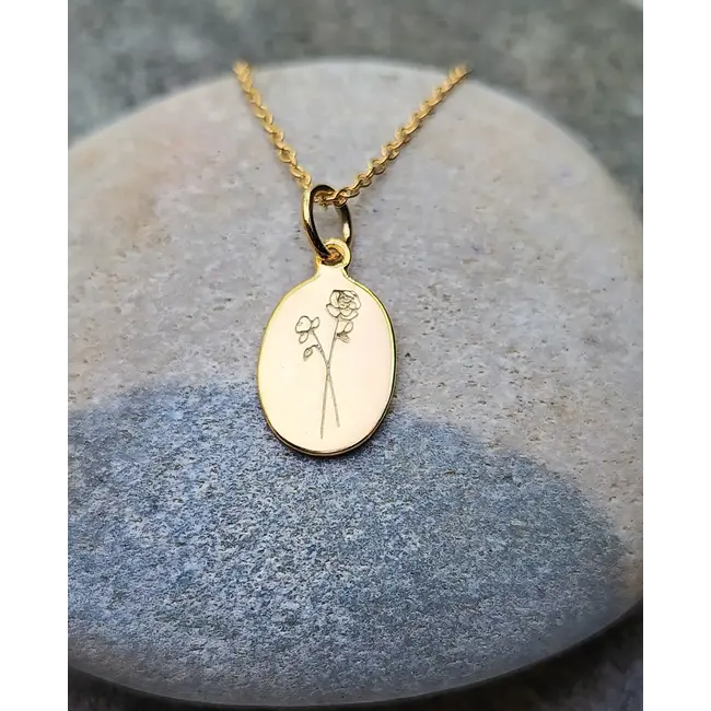 Heart and Lotus June Birth Flower Necklace in Rose + Gold