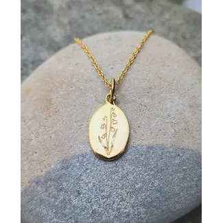 Heart + Lotus May Birth Flower Necklace in Lily + Gold