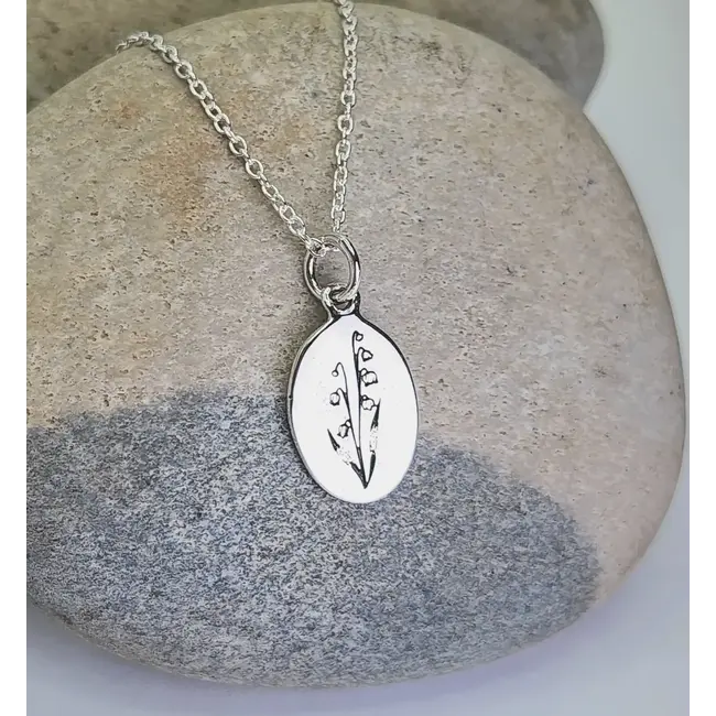 Heart and Lotus May Birth Flower Necklace in Lily + Sterling Silver