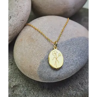 Heart + Lotus April Birth Flower Necklace in Sweetpea +Gold