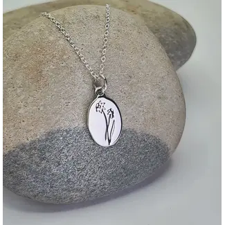 Heart + Lotus March Birth Flower Necklace in Daffodil + Sterling Silver