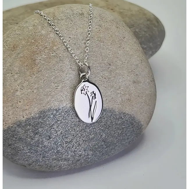 Heart and Lotus March Birth Flower Necklace in Daffodil + Sterling Silver