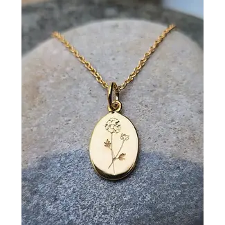 Heart + Lotus February Birth Flower Necklace in Violet + Gold