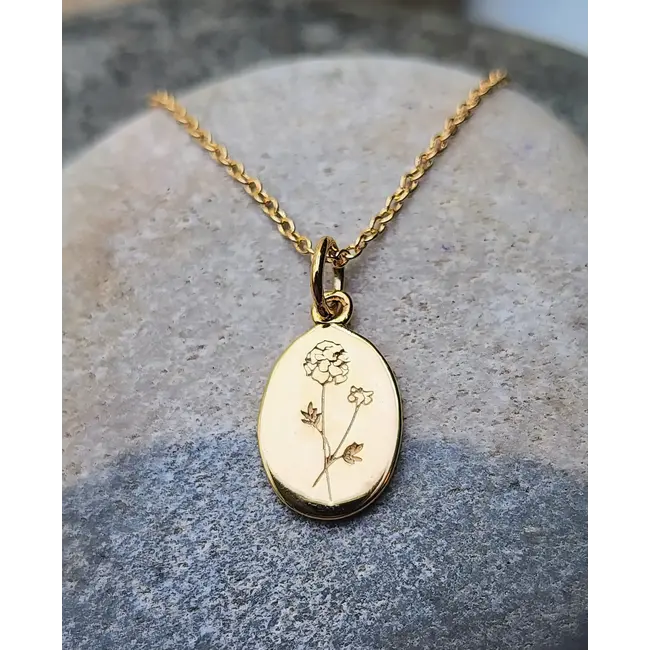 Heart + Lotus February Birth Flower Necklace in Violet + Gold