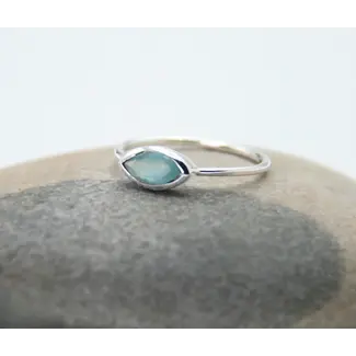 Heart and Lotus Aqua Chalcedony Sterling Silver Ring - Calm + Clarity