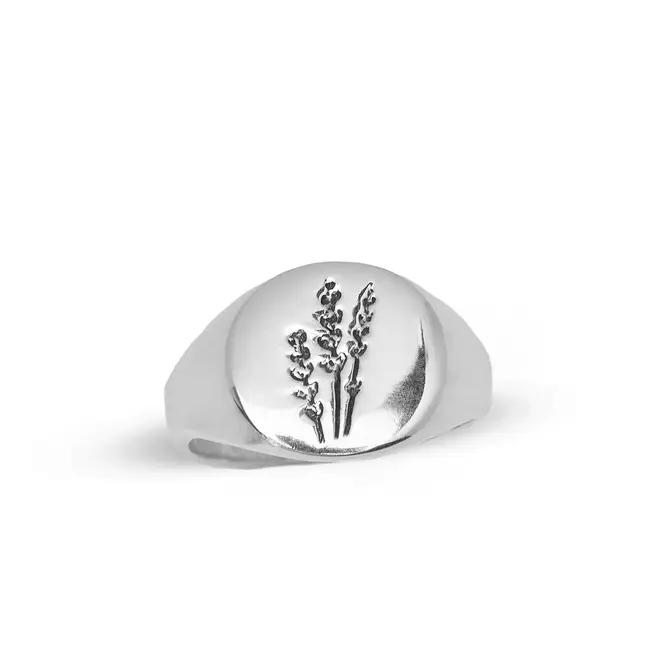 Heart and Lotus Wildflower Ring in Sterling Silver