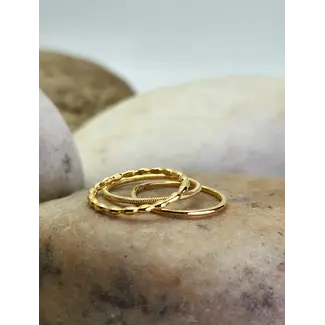 Heart + Lotus Mind Body Spirit Ring Set in Gold