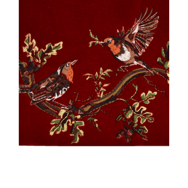 Fable England Robin Love Embroidered Red Medium Pouch