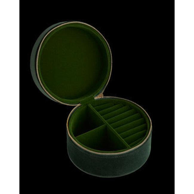 Fable England Chloe Fawn Embroidered Jewellery Box - Green