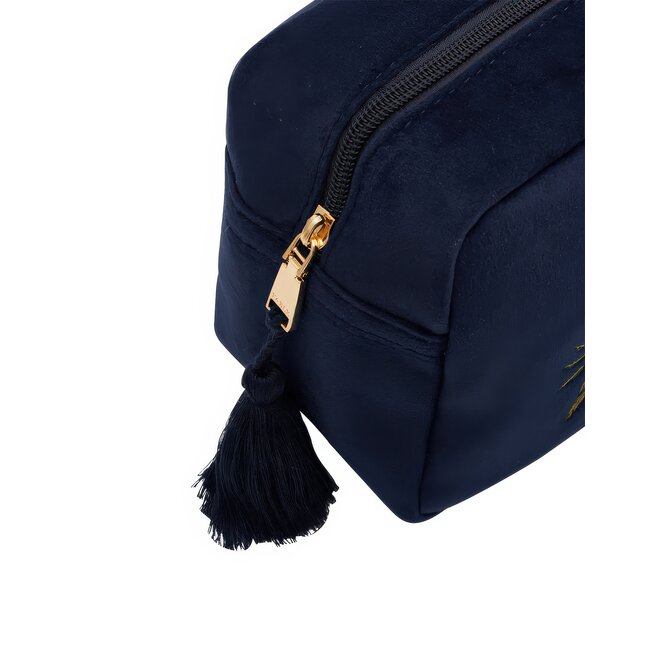 Fable England Deer & Moon Embroidered Pouch Blueberry Velvet