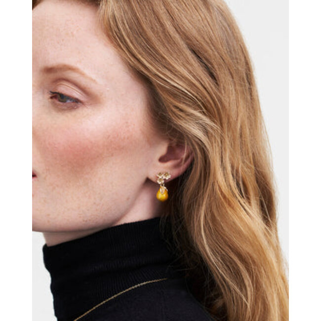 Fable England Golden Pear Drop Gold Earrings